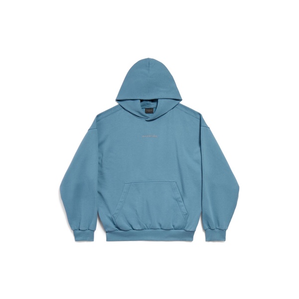 Balenciaga Back Reflective Hoodie Medium Fit in Grey Blue