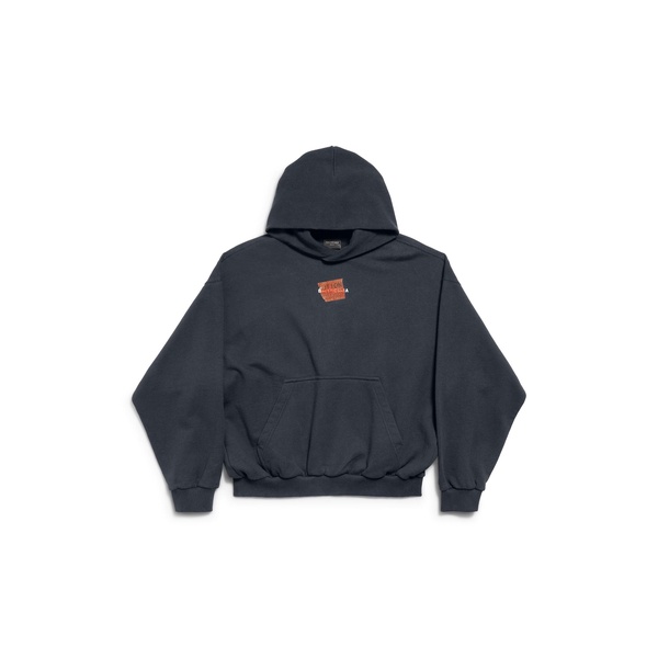 Men's Taped Balenciaga Back Hoodie Medium Fit in Faded Black