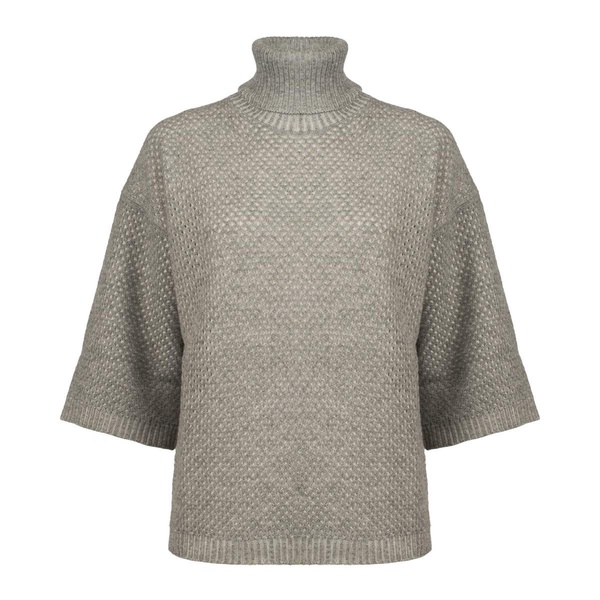 Fabiana Filippi Grey Mesh Turtleneck Sweater
