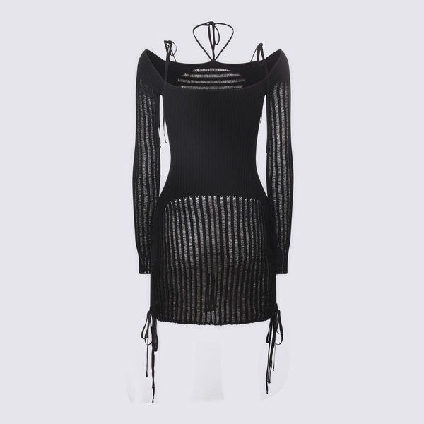 Andreādamo Black Viscose Knitted Cut Out Mini Dress