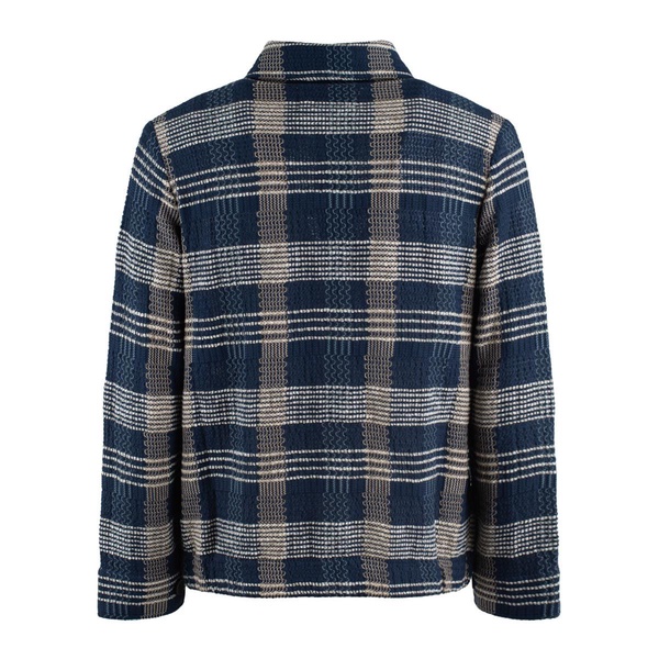 Etro Overshirt In Cotton And Linen Knit Navy Blue