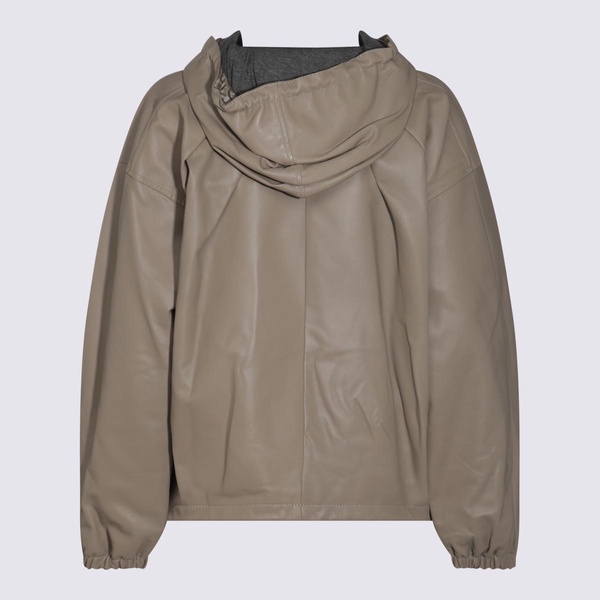 Add Beige Leather Jacket