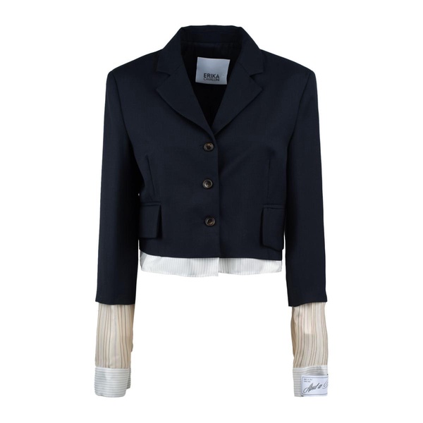 Erika Cavallini Midnight Blue Jacket In Cool Wool
