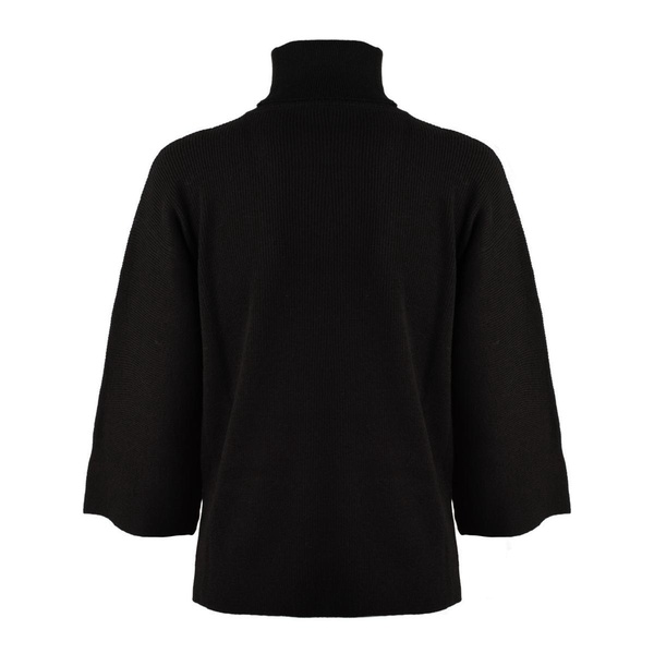 Anneclaire Black Virgin Wool Cashmere Blend Turtleneck Sweater