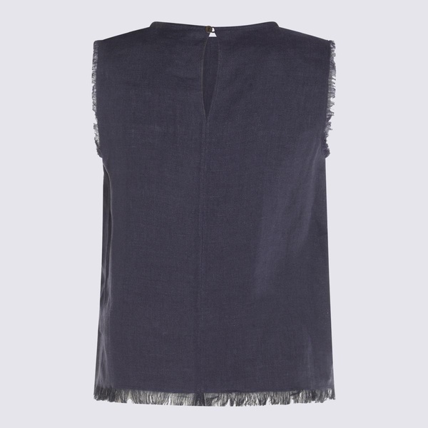 Antonelli Dark Blue Linen Top