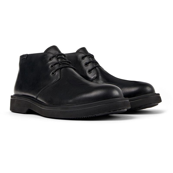 Black leather ankle boots for men
