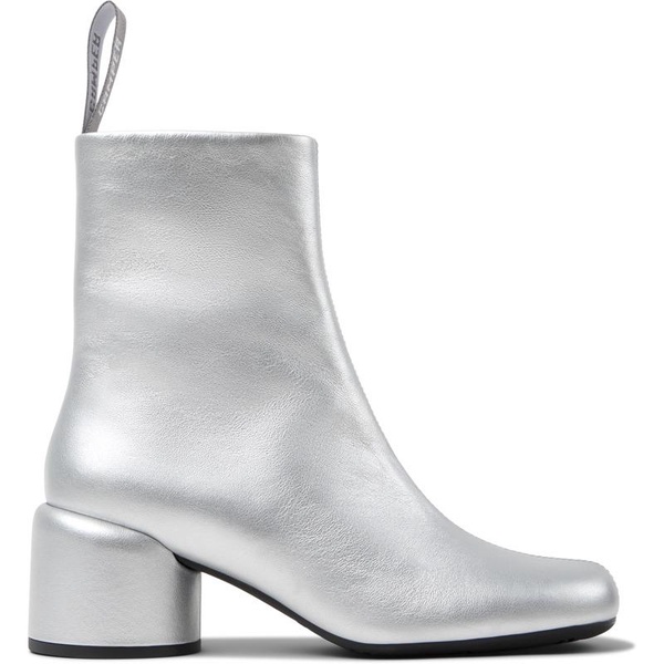 Silver Leather Ankle Boots for Women.