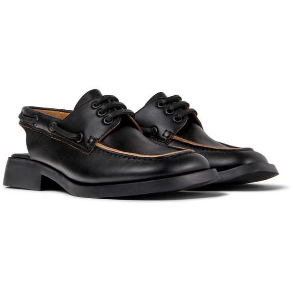 Black Leather Moccasin/Nautical Shoes for Women.