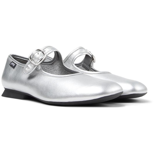 Silver Leather Shoes for Women.