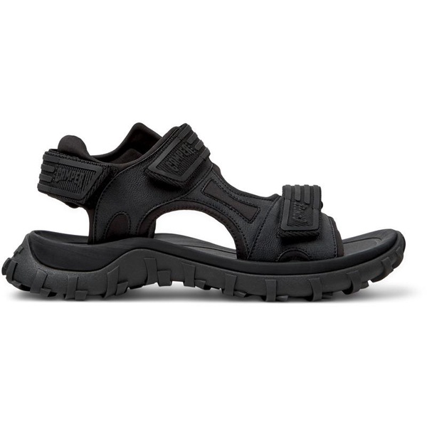 Black Recycled PET/Leather Sandals for Men.