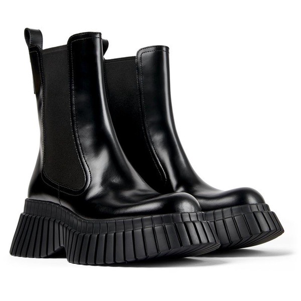 Black leather chelsea boots for women