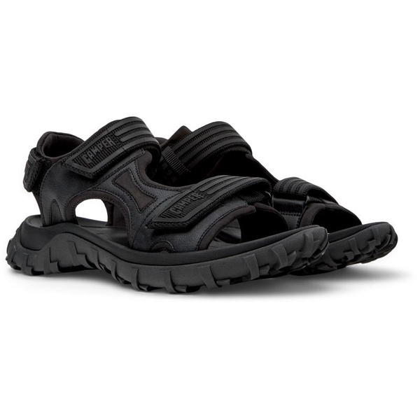 Black Recycled PET/Leather Sandals for Men.