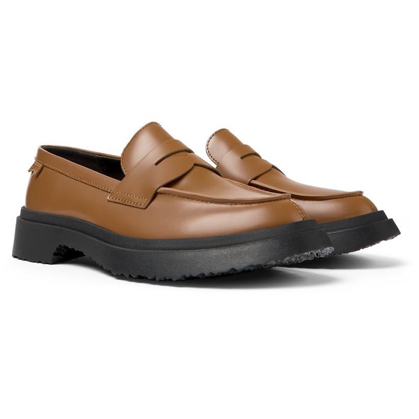 Brown leather loafers for women