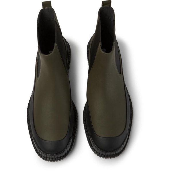 Green Leather Chelsea Bootie for Men