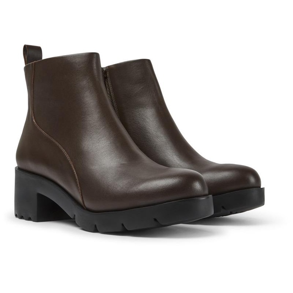 Dark brown zip ankle boot for women
