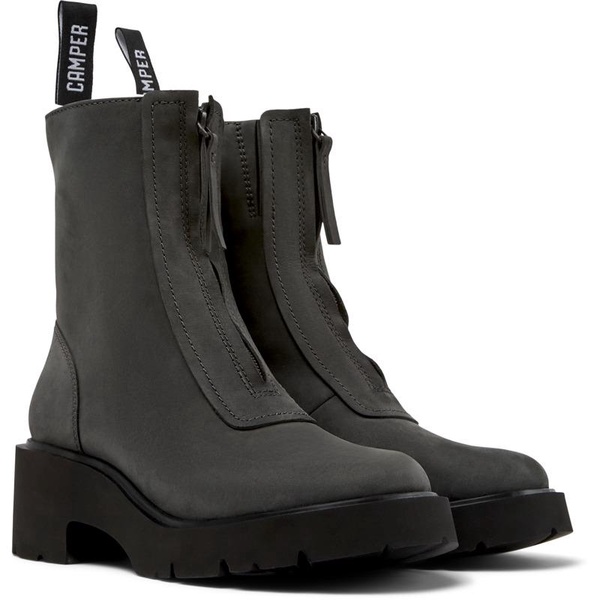 Gray Nubuck Mid Boots for Women.
