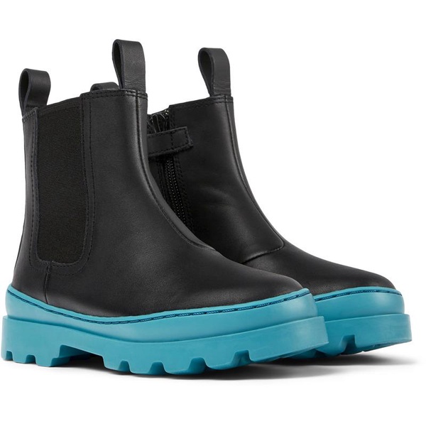 Black leather Chelsea boots for kids
