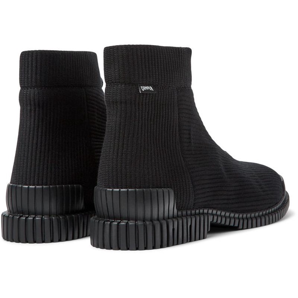 Black Textile Mid Boots for Men.