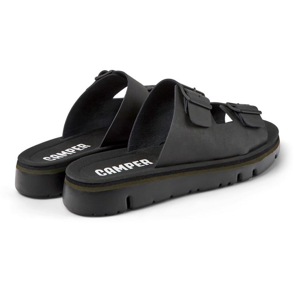 Black Leather Slide for Men