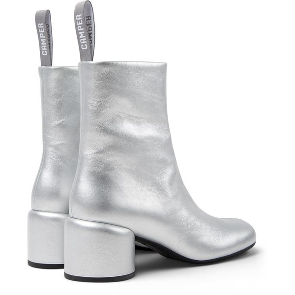 Silver Leather Ankle Boots for Women.