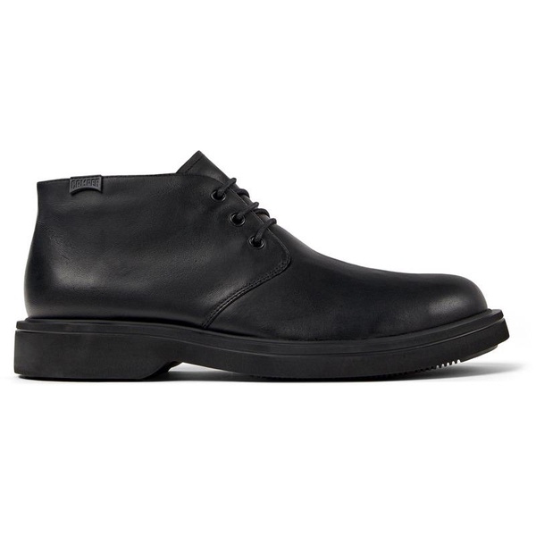 Black leather ankle boots for men
