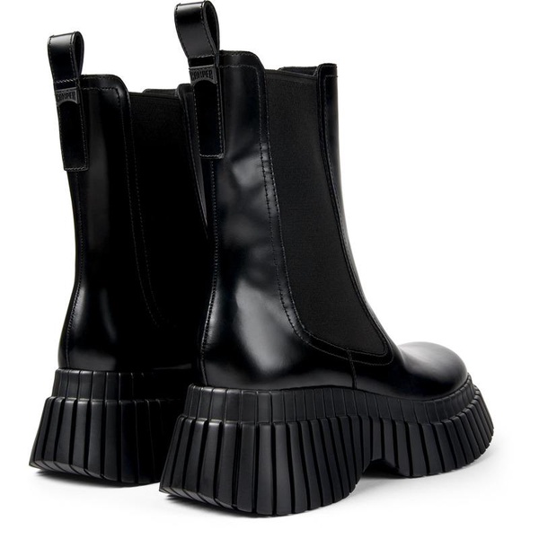 Black leather chelsea boots for women