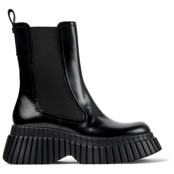Black leather chelsea boots for women