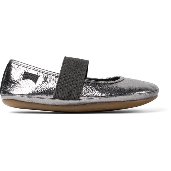 Metallic grey leather ballerinas for kids