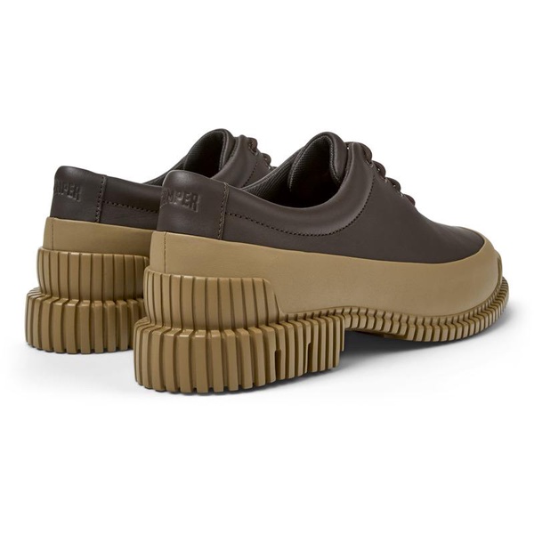Brown leather lace-up shoes for women