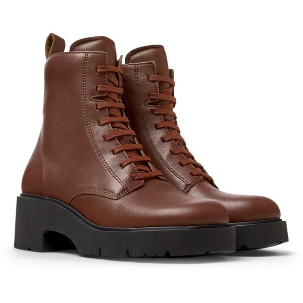 Red lace-up boots for women