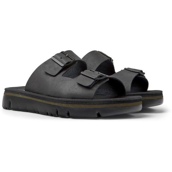 Black Leather Slide for Men