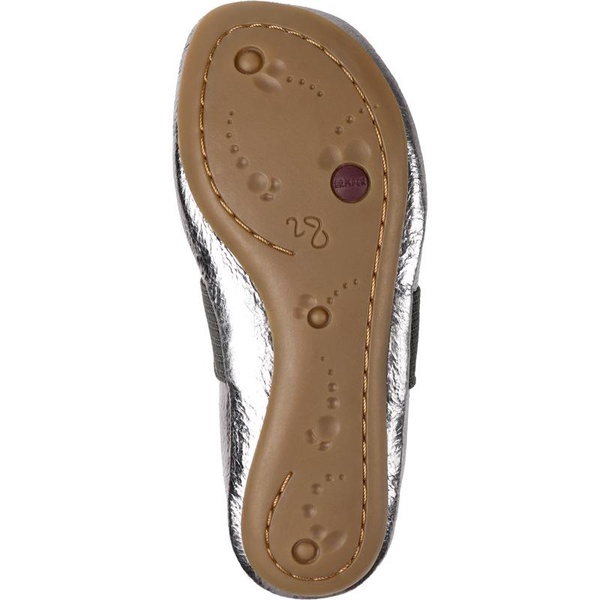 Metallic grey leather ballerinas for kids