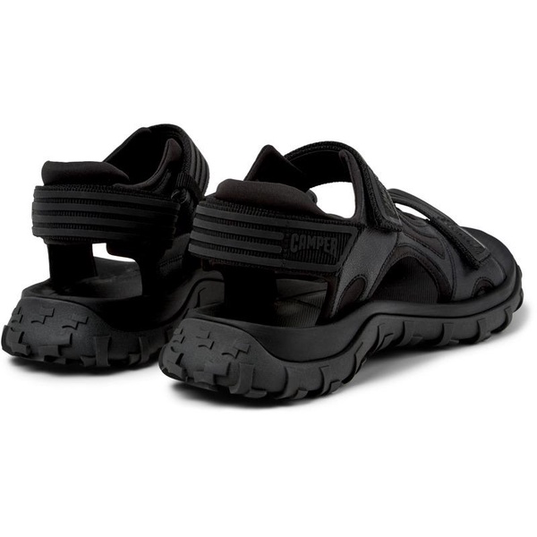 Black Recycled PET/Leather Sandals for Men.