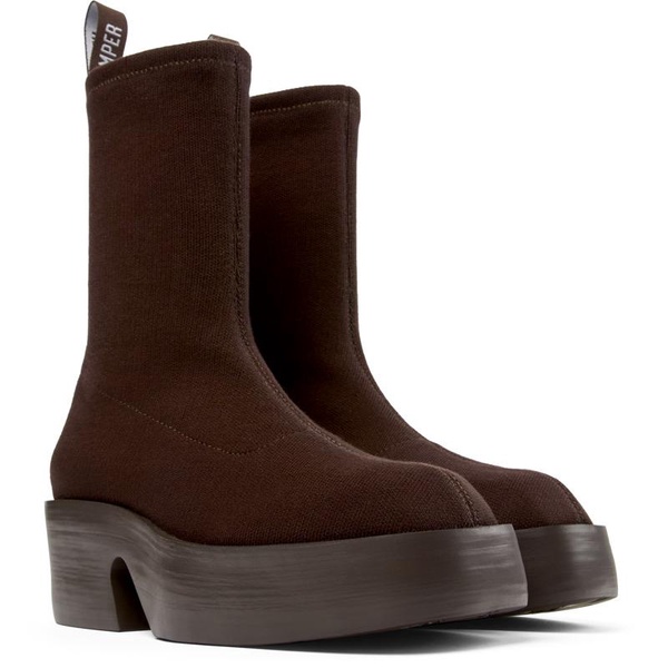 Brown textile boots for women