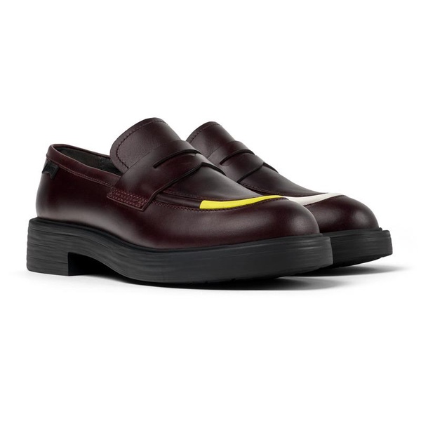 Burgundy leather loafers for women