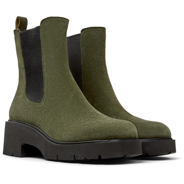 Green Nubuck Ankle Boots for Women