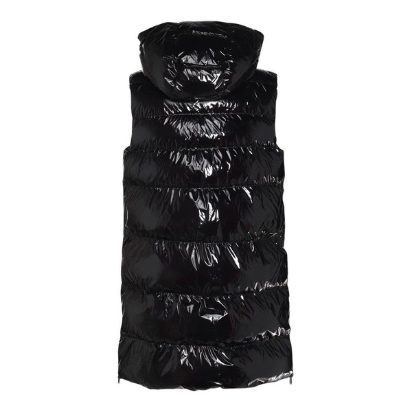 Logo Patch Sleeveless Hooded Padded Coat Pinko