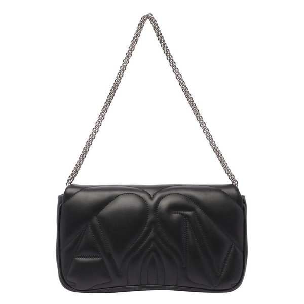 'The Seal' Black Shoulder Bag with Seal Detail in Matelassé Leather Woman