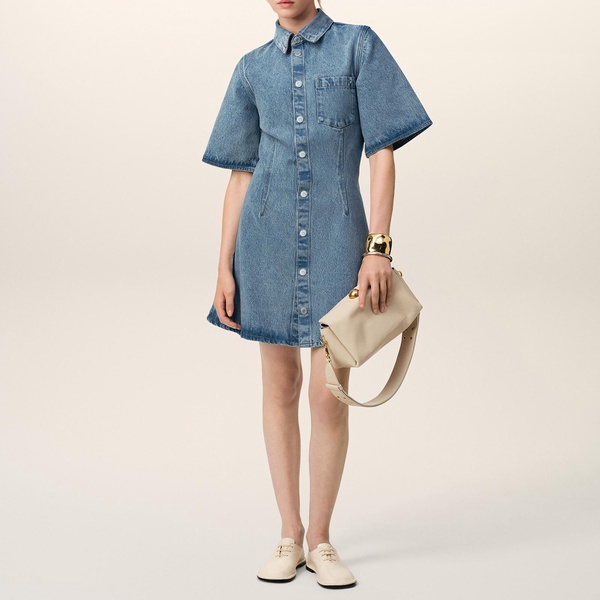 AMI Denim Mini Shirt Dress - XS