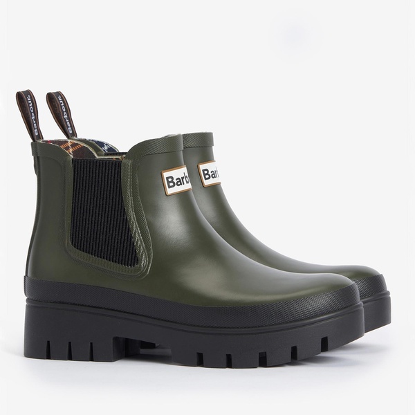 Barbour Halton Rubber Chelsea Wellies - UK 6 - Olive/Black