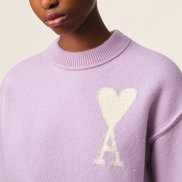 AMI Boxy ADC Logo-Intarsia Wool Knit Jumper - M