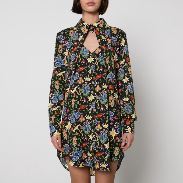 Vivienne Westwood Heart Floral-Print Cotton-Poplin Shirt Dress - UK 6