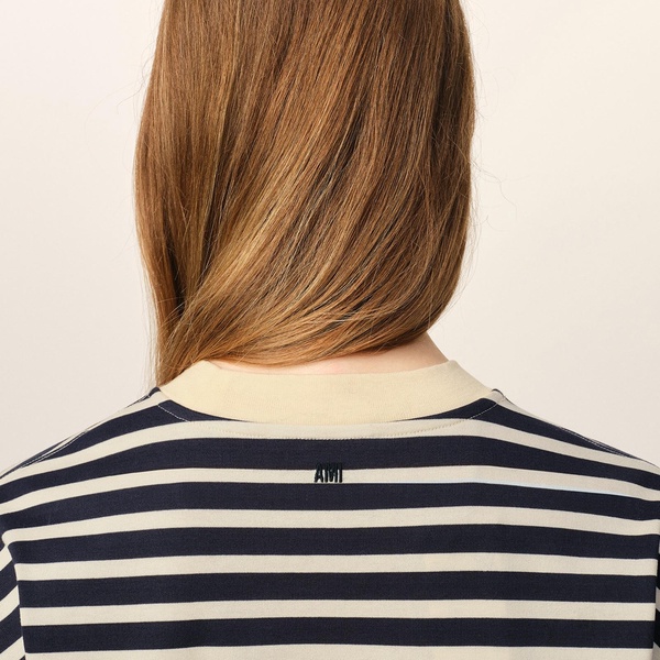 AMI Oversized Striped Cotton-Jersey T Shirt - L