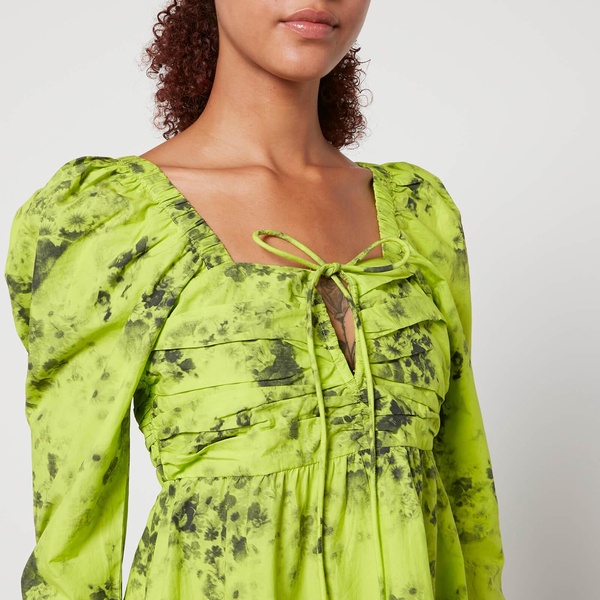 Ganni Floral-Print Organic-Cotton Mini Dress - EU 36/UK 8