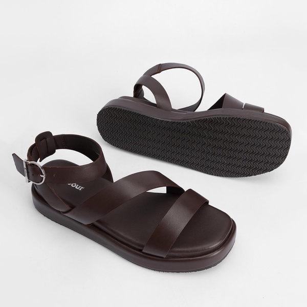 Barbour Ivy Leather Sandals - UK 3 - Brown