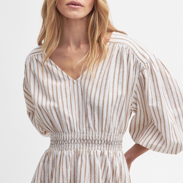 Barbour Ella Striped Cotton-Blend Dress - UK 16
