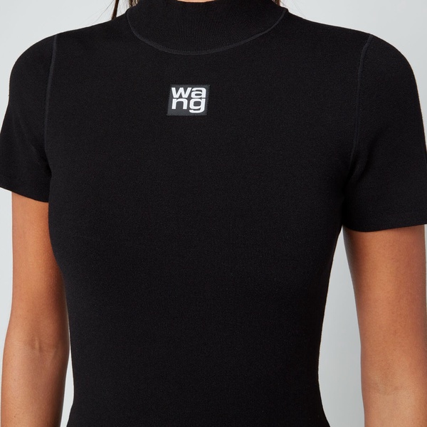 Alexanderwang.T Women's Bodycon Crewneck Tee Dress W/ Logo Patch - Black - XS