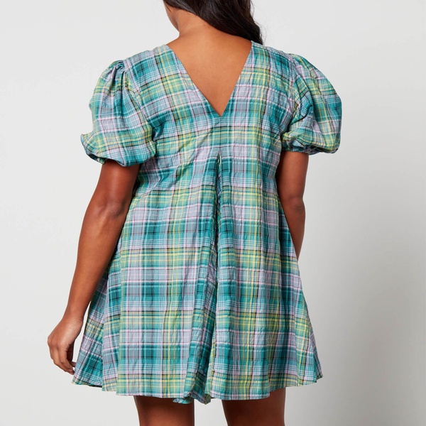 Ganni Checked Cotton-Blend-Seersucker Mini Dress - EU 36/UK 8