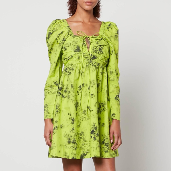 Ganni Floral-Print Organic-Cotton Mini Dress - EU 36/UK 8