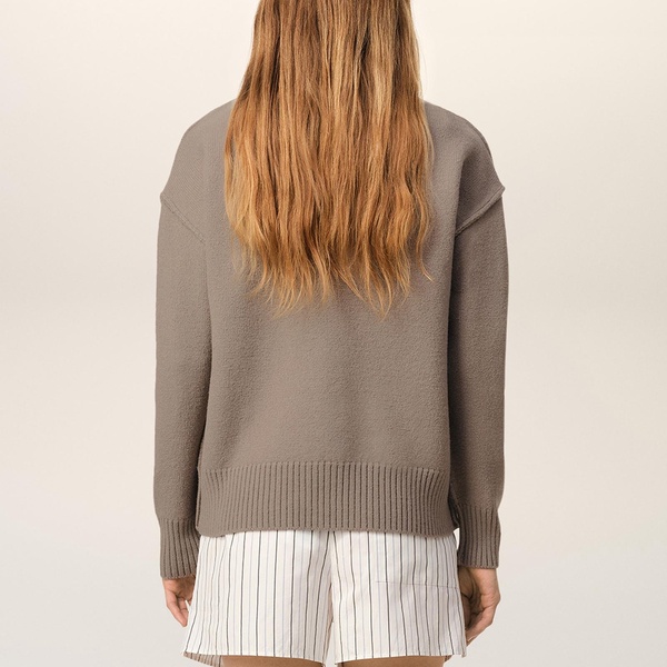 AMI Boxy ADC Logo-Intarsia Wool Cardigan - XS